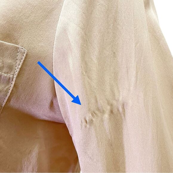 Garnet Hill 100% Silk Blouse Button Front Long Sleeve in Champagne Taupe Size 4 - Picture 9 of 13